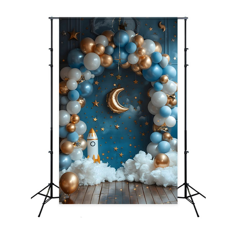 Backdrop For Birthday Party Star Rocket Launch Backdrop BRP10-324