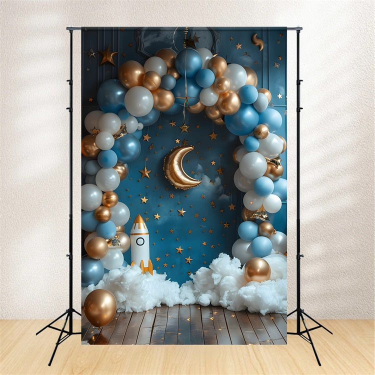 Backdrop For Birthday Party Star Rocket Launch Backdrop BRP10-324