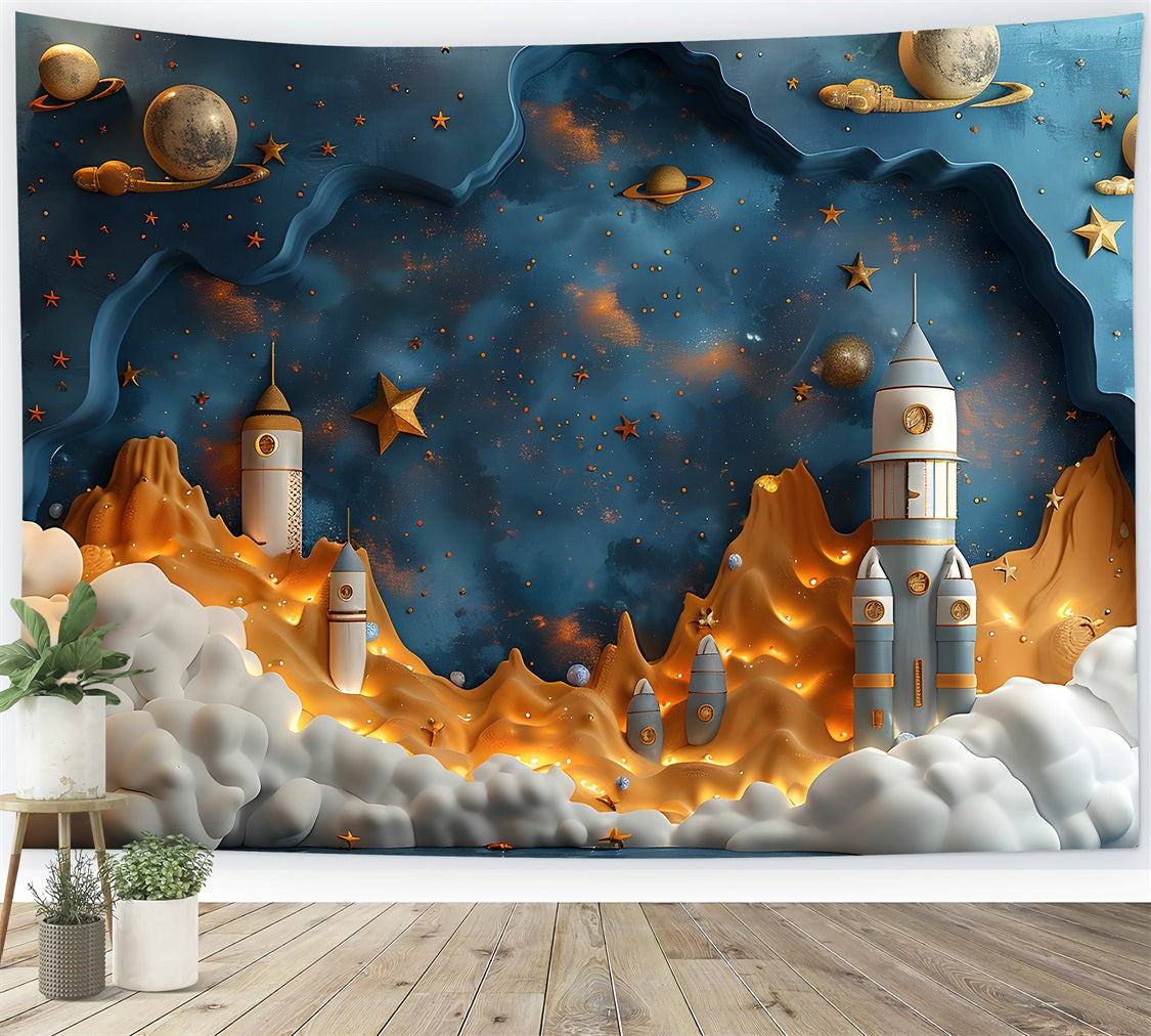 Birthday Background Galactic Planets Rockets Party Backdrop BRP10-326