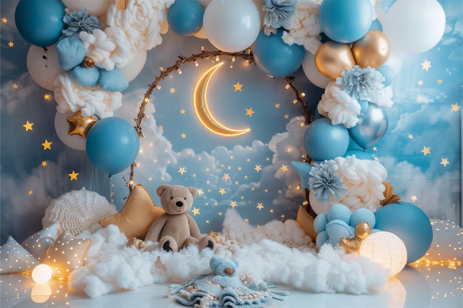 Diy Birthday Backdrop Star Teddy Bear Moon Backdrop BRP10-328