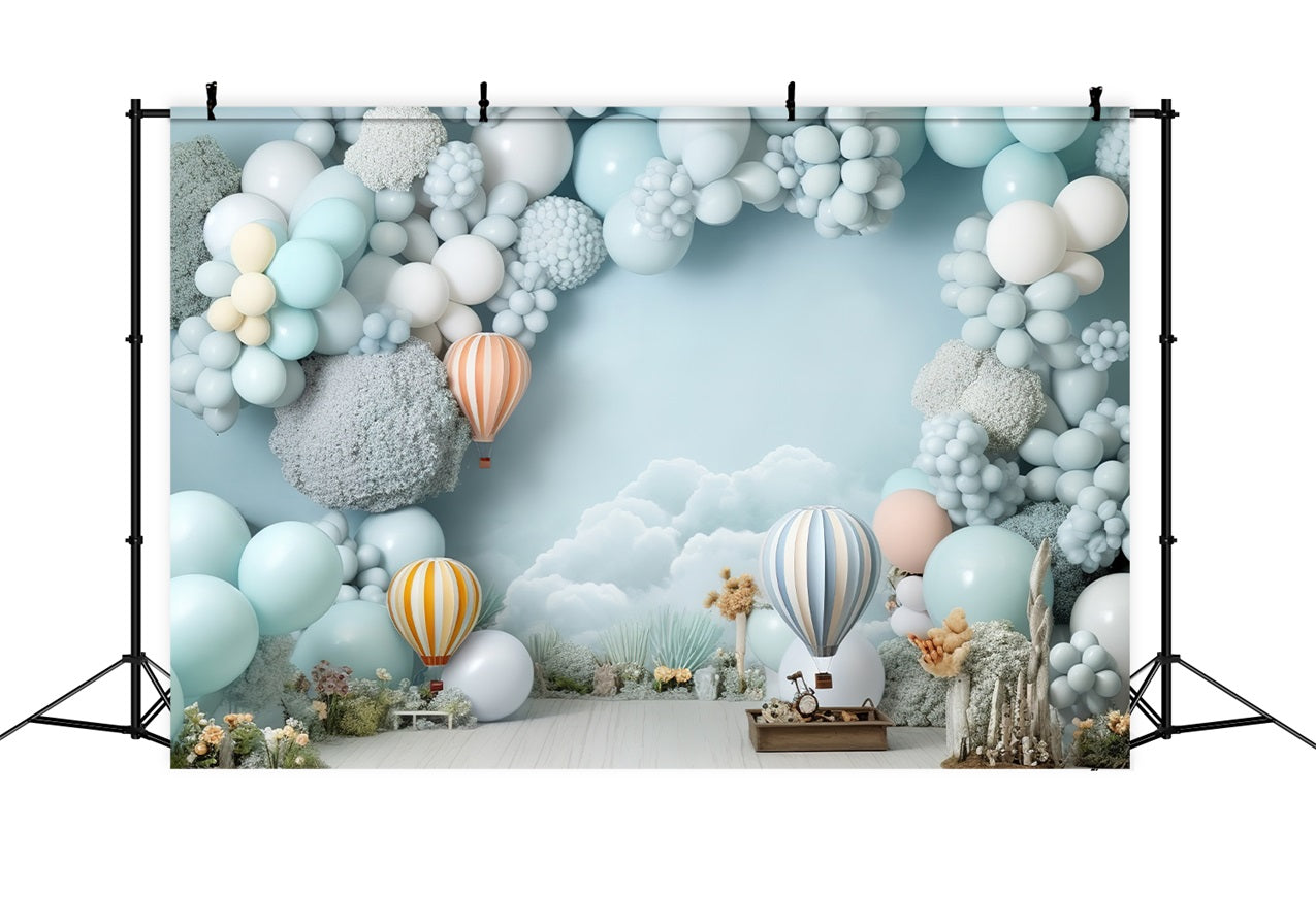 Happy Birthday Backdrop Hot Air Balloon Flight Backdrop BRP10-329