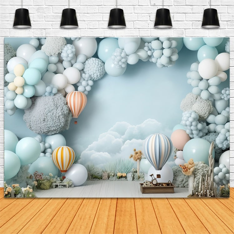 Happy Birthday Backdrop Hot Air Balloon Flight Backdrop BRP10-329