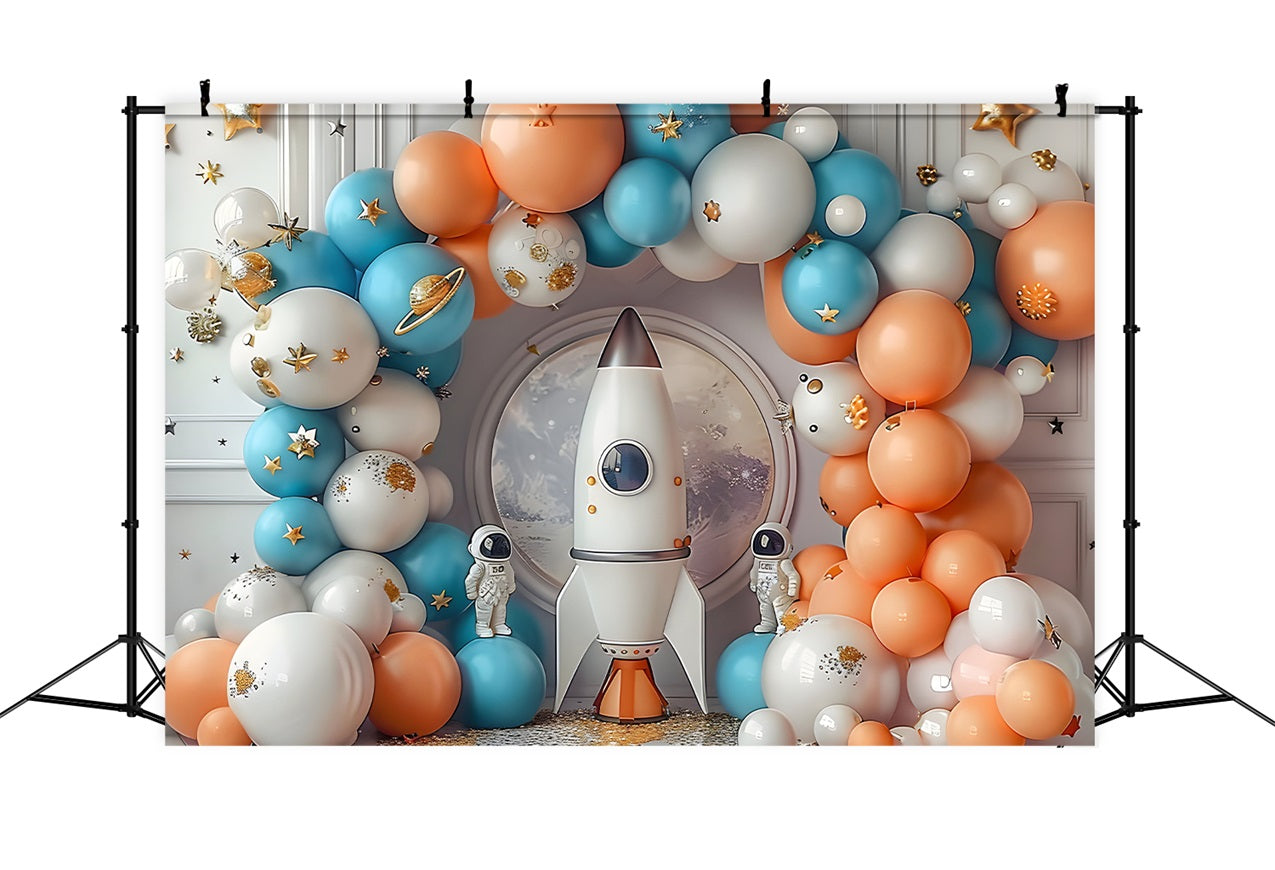 Birthday Photoshoot Backdrop Ideas Rocket Launch Astronaut Backdrop BRP10-330