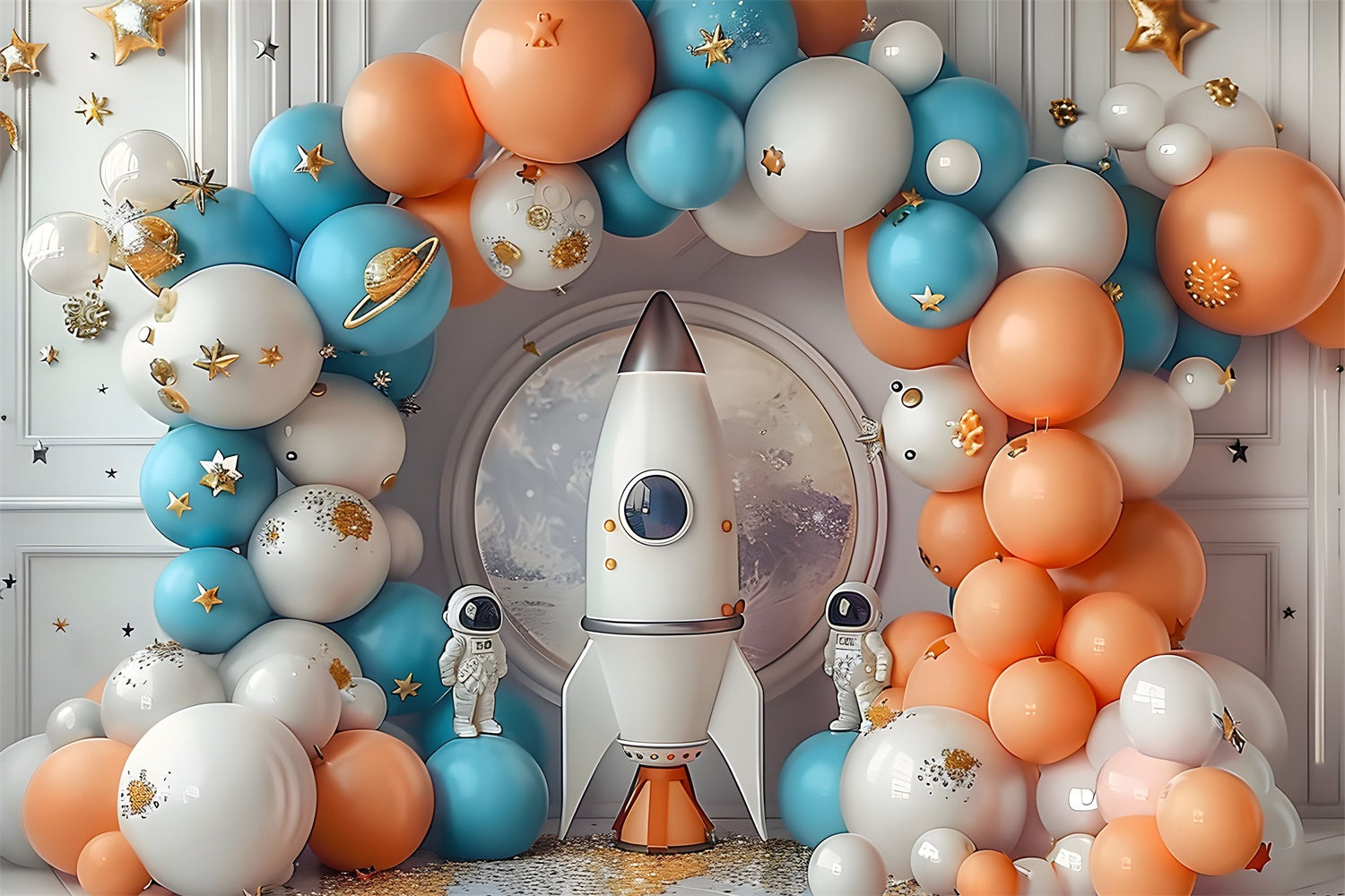 Birthday Photoshoot Backdrop Ideas Rocket Launch Astronaut Backdrop BRP10-330