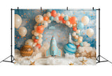 Background Happy Birthday Space Rocket Balloon Arch Backdrop BRP10-331