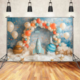 Background Happy Birthday Space Rocket Balloon Arch Backdrop BRP10-331