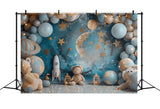 Birthday Background Decoration Space Teddy Rocket Balloon Backdrop BRP10-332