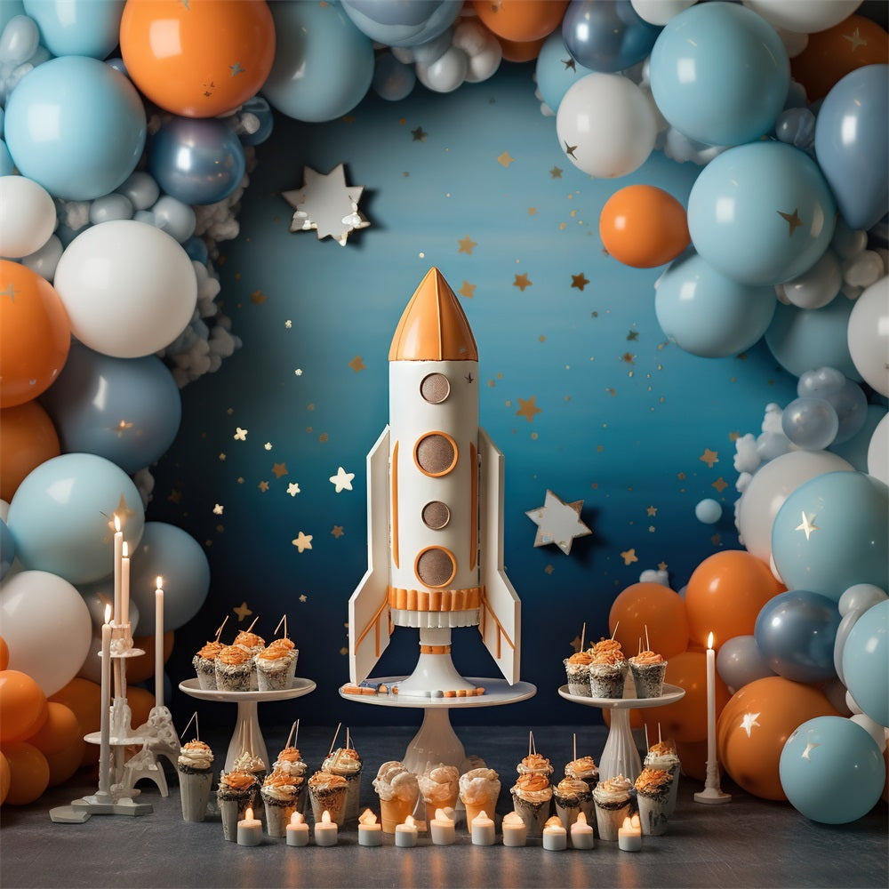 Birthday Backdrop Cupcake Rocket Adventure Backdrop BRP10-333