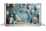 Backdrops Birthday Space Rocket Moon Party Backdrop BRP10-335