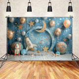 Backdrops Birthday Space Rocket Moon Party Backdrop BRP10-335