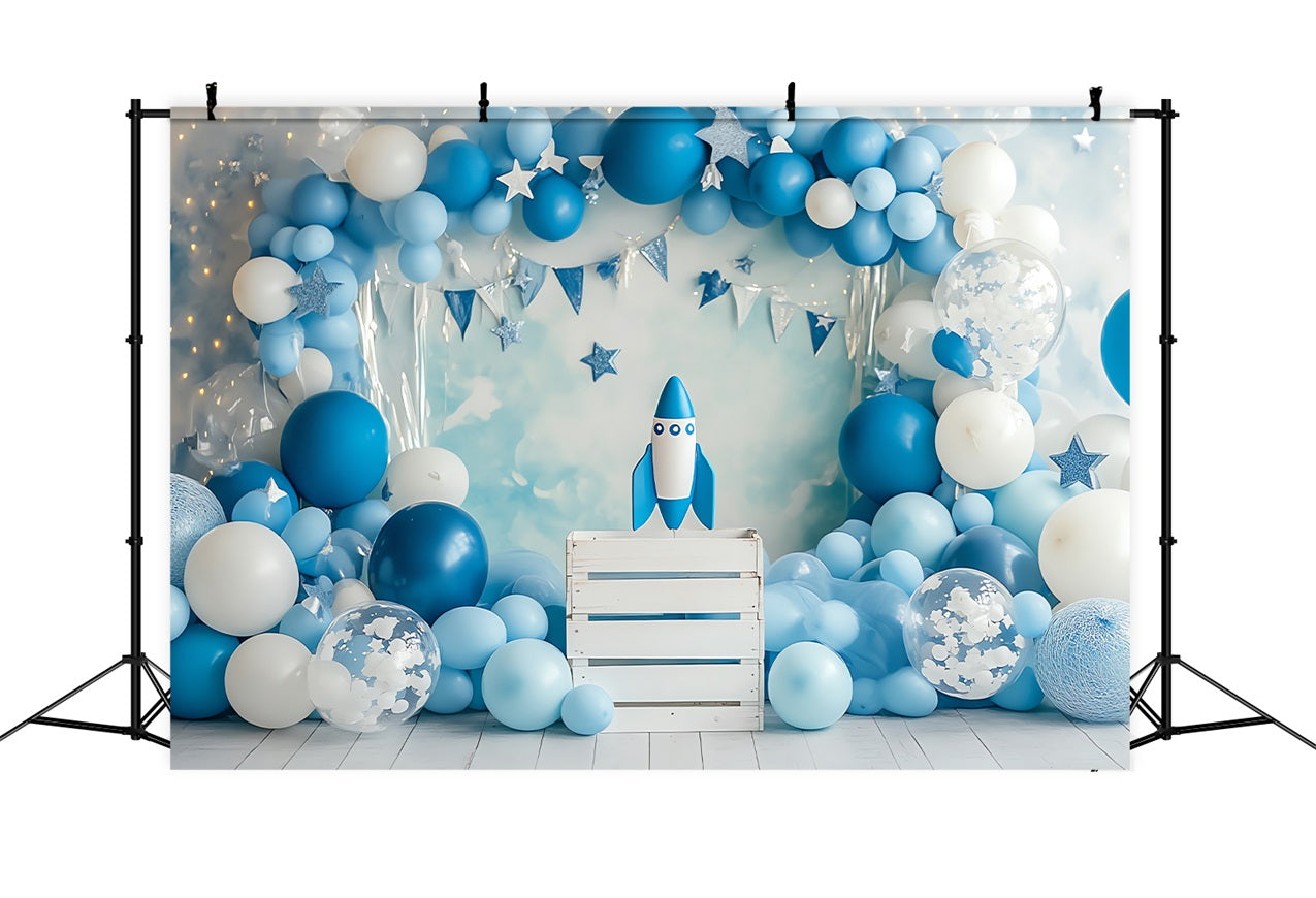 Birthday Photography Backdrop Rocket Stars Balloon Backdrop BRP10-336