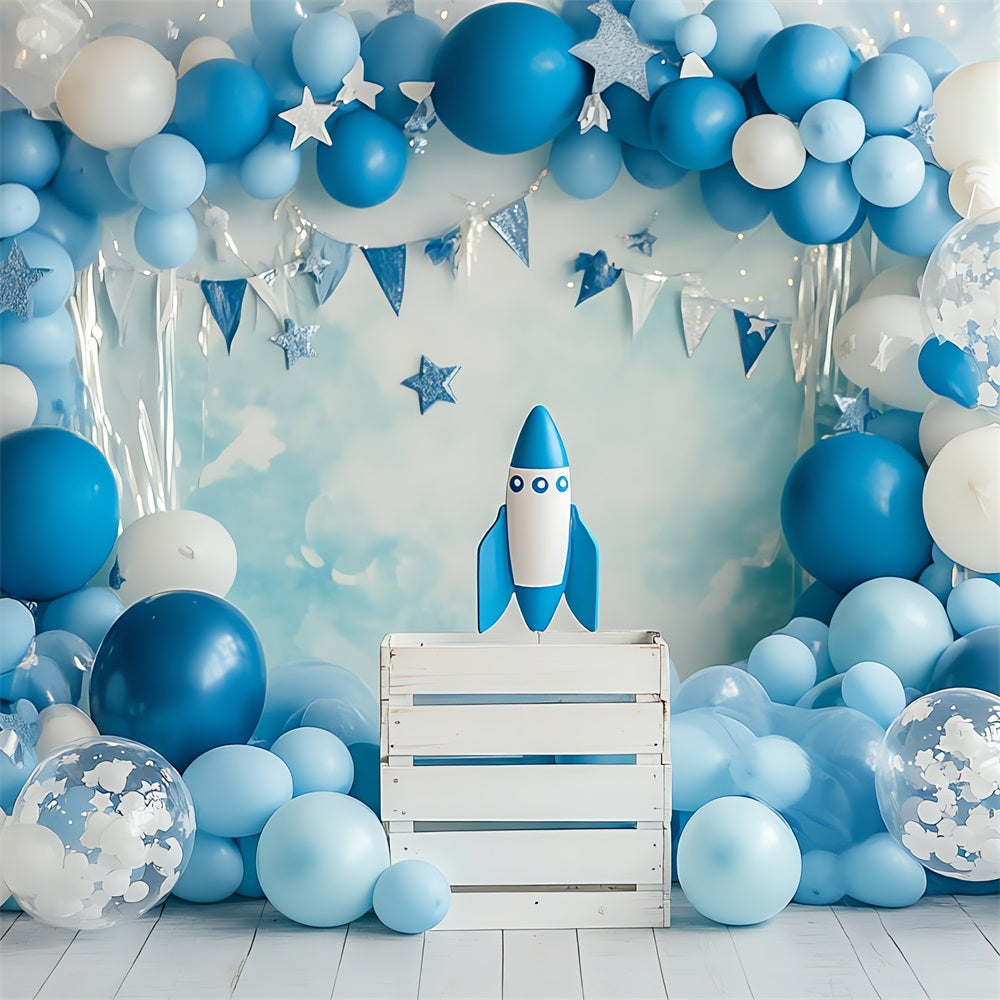 Birthday Photography Backdrop Rocket Stars Balloon Backdrop BRP10-336