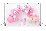 1st Birthday Photo Backdrop Pink Purple Balloon Backdrop BRP10-337