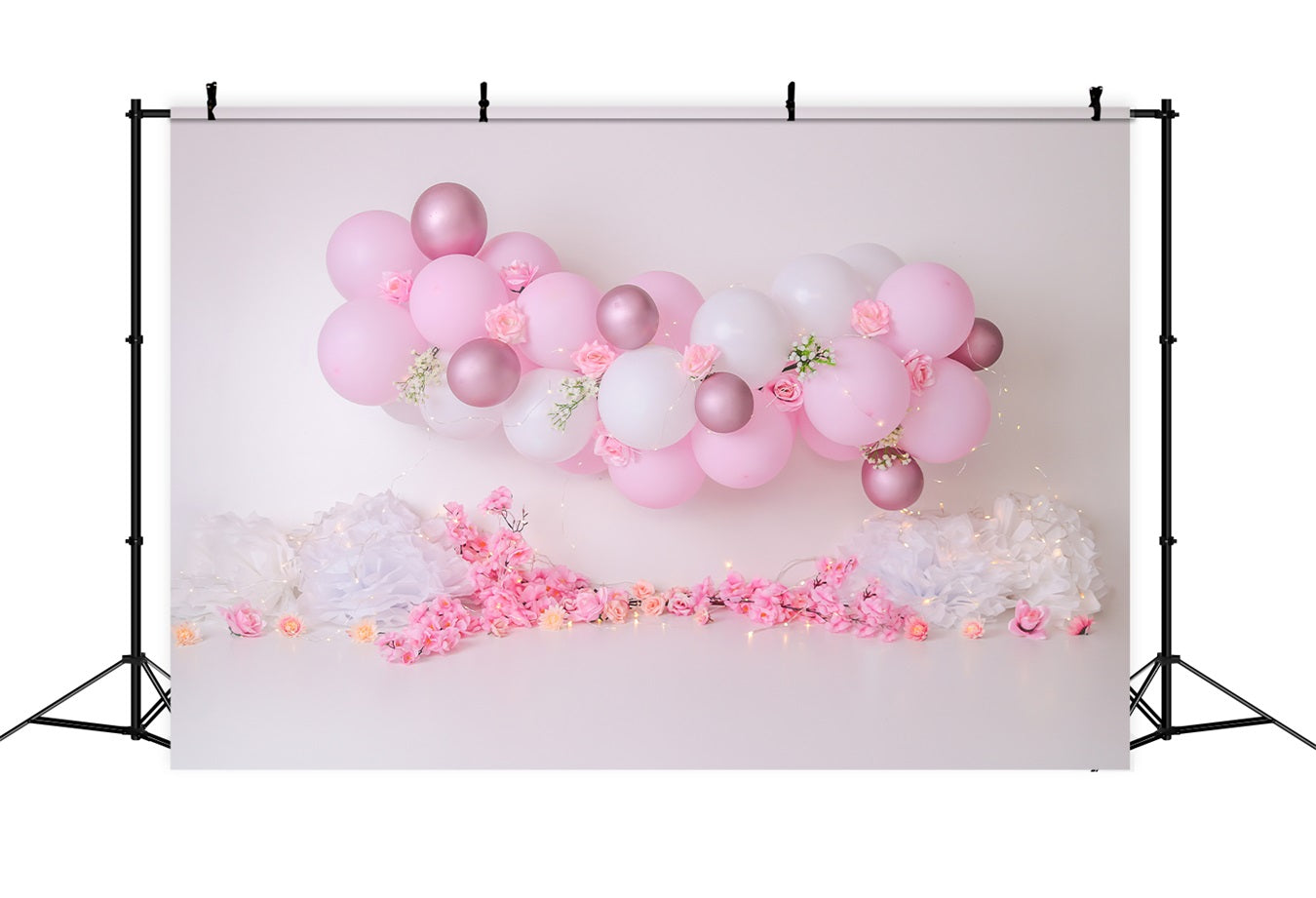 Pink Birthday Background Rose Balloon Garland Backdrop BRP10-338