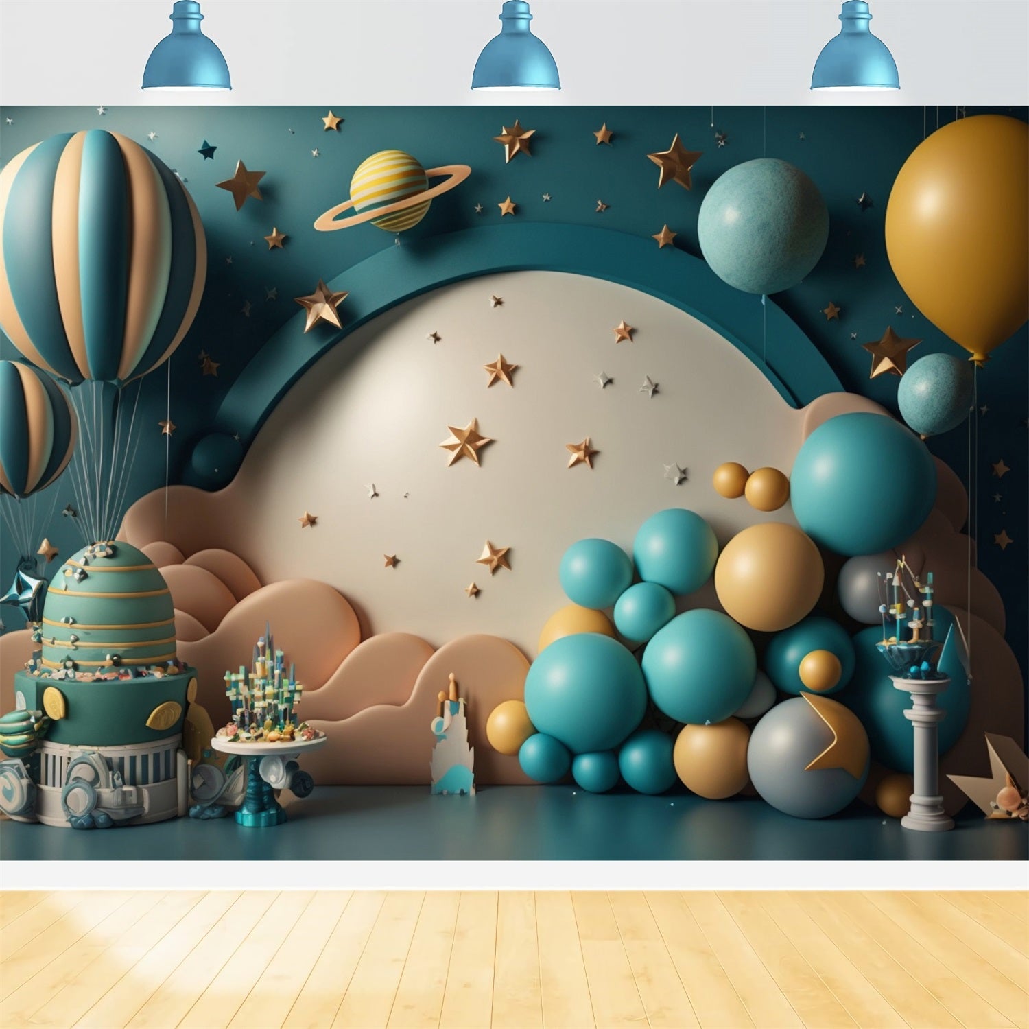 Diy Backdrop Birthday Galactic Hot Air Balloon Backdrop BRP10-340