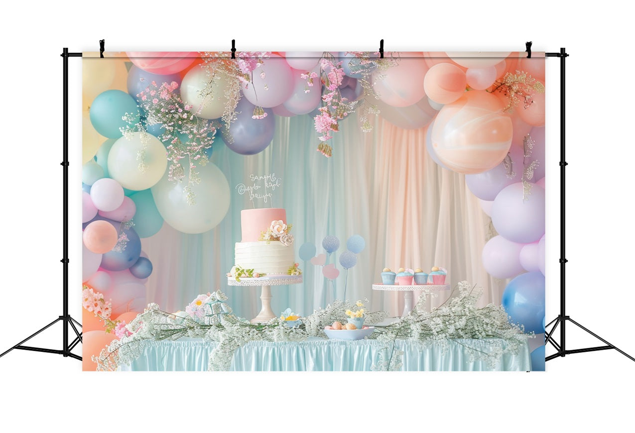 Birthday Party Photo Backdrop Cake Table Balloons Backdrop BRP10-346