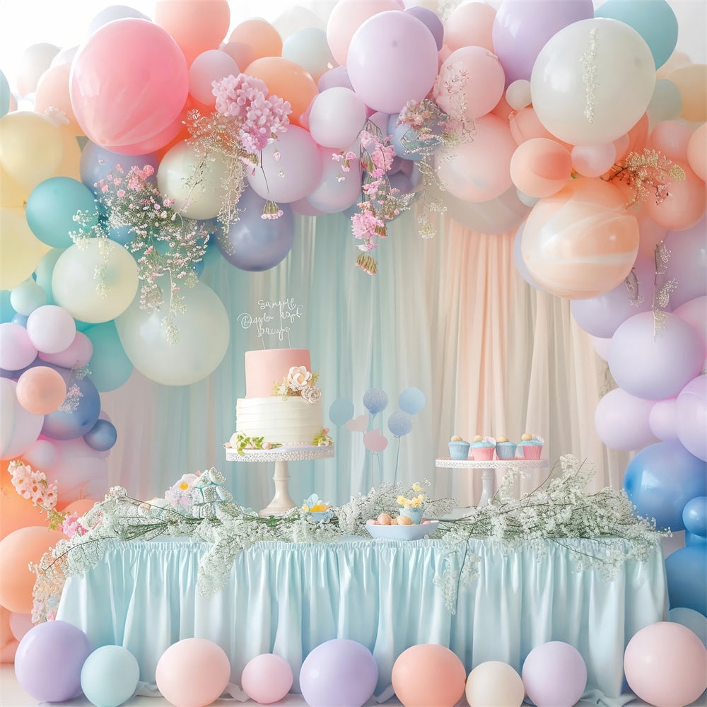 Birthday Party Photo Backdrop Cake Table Balloons Backdrop BRP10-346