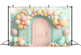 Happy Birthday Backdrops Balloon Arch Pink Door Backdrop BRP10-347