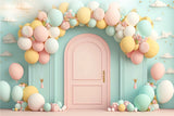 Happy Birthday Backdrops Balloon Arch Pink Door Backdrop BRP10-347