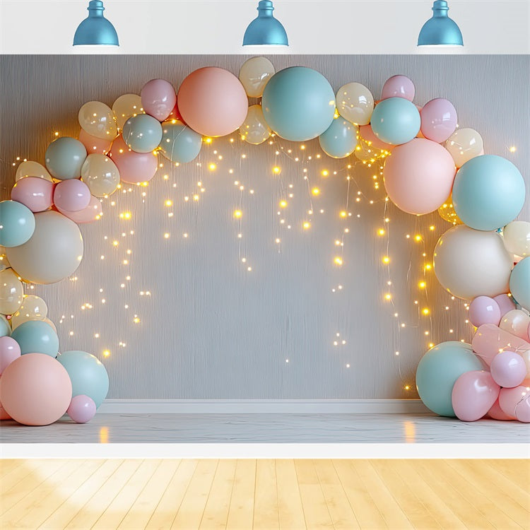 Happy Birthday Backdrop Balloon Arch Lights Backdrop BRP10-349