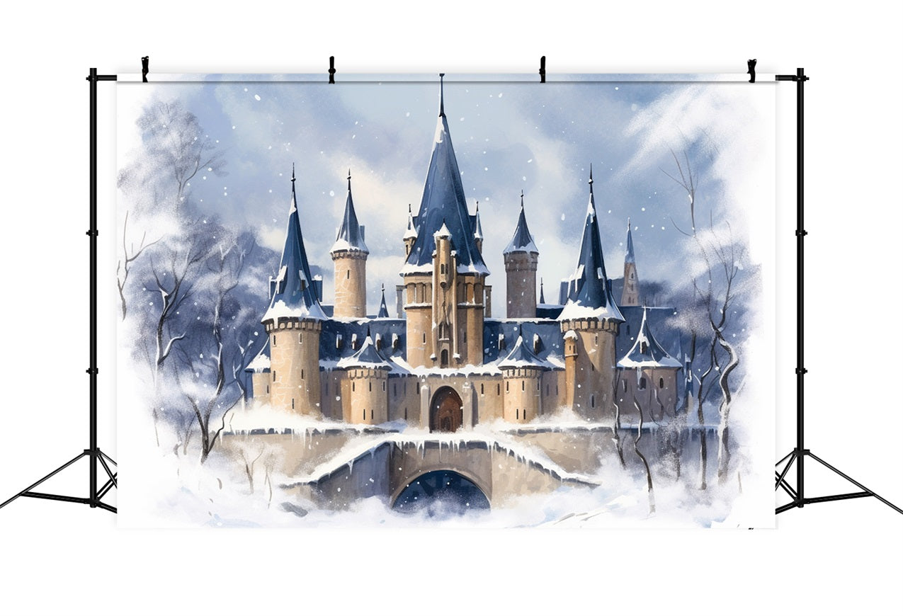 Winter Royal Snow-Covered Castle Tall Towers Backdrop BRP10-35