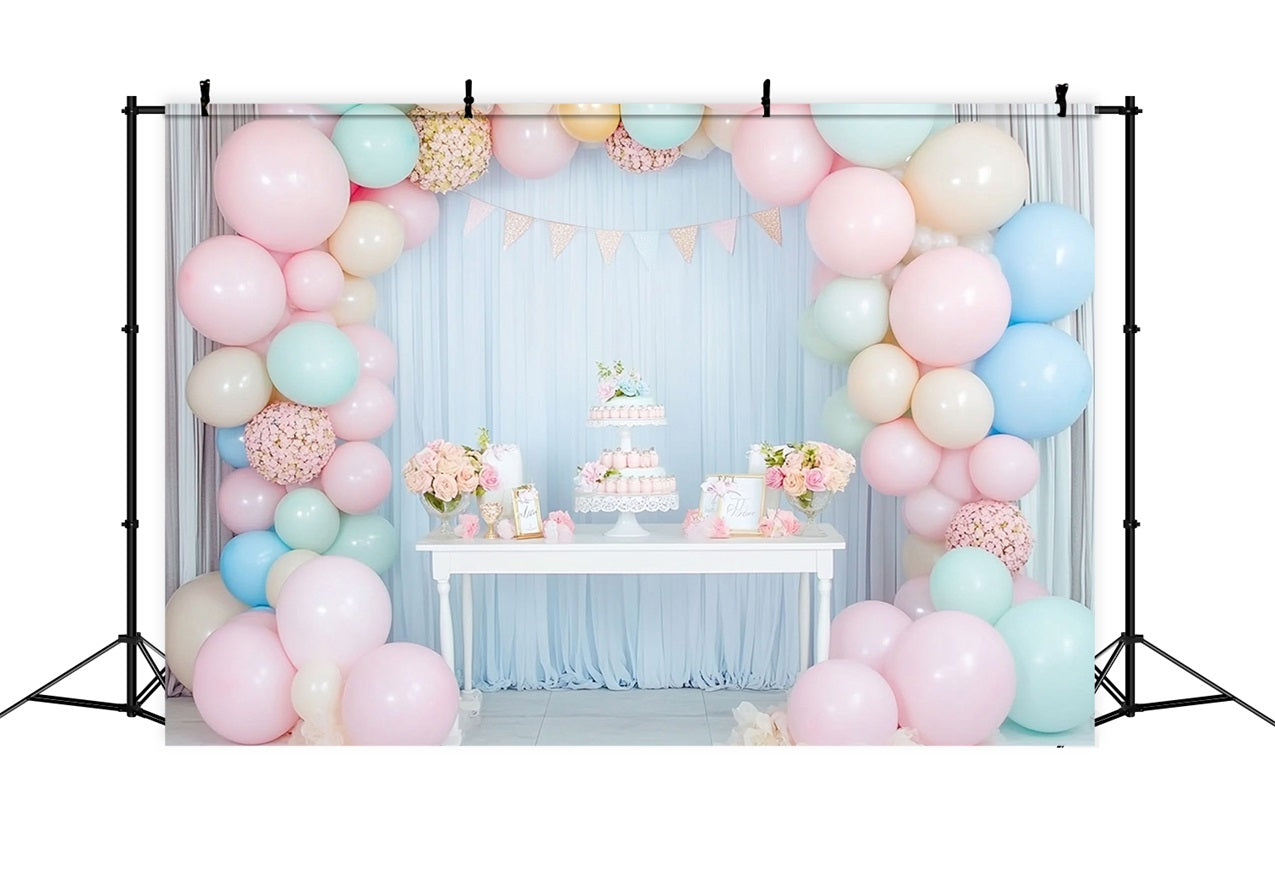 Birthday Background Photos Balloon Arch Cake Table Backdrop BRP10-351