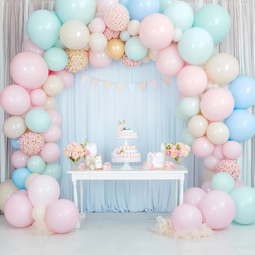 Birthday Background Photos Balloon Arch Cake Table Backdrop BRP10-351