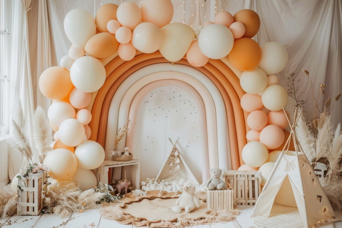 Birthday Photo Backdrop Balloon Rainbow Arch Backdrop BRP10-352