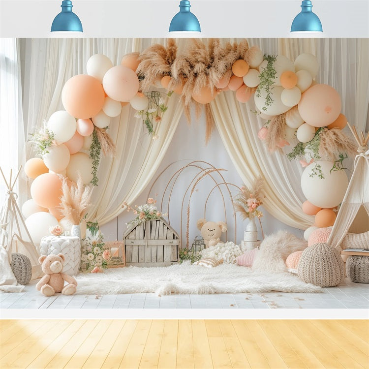 Diy Birthday Photo Backdrop Balloon Arch Pampas Backdrop BRP10-353