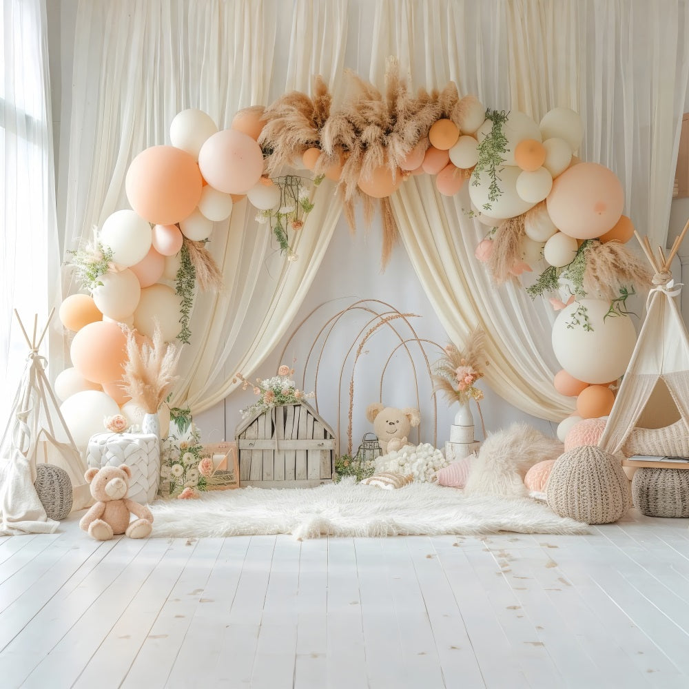 Diy Birthday Photo Backdrop Balloon Arch Pampas Backdrop BRP10-353