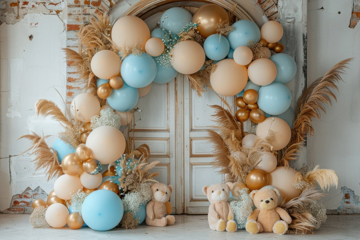 Birthday Party Backdrop Balloon Arch Teddy Backdrop BRP10-356