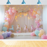 Birthday Background Design Unicorn Balloons Carousel Backdrop BRP10-357