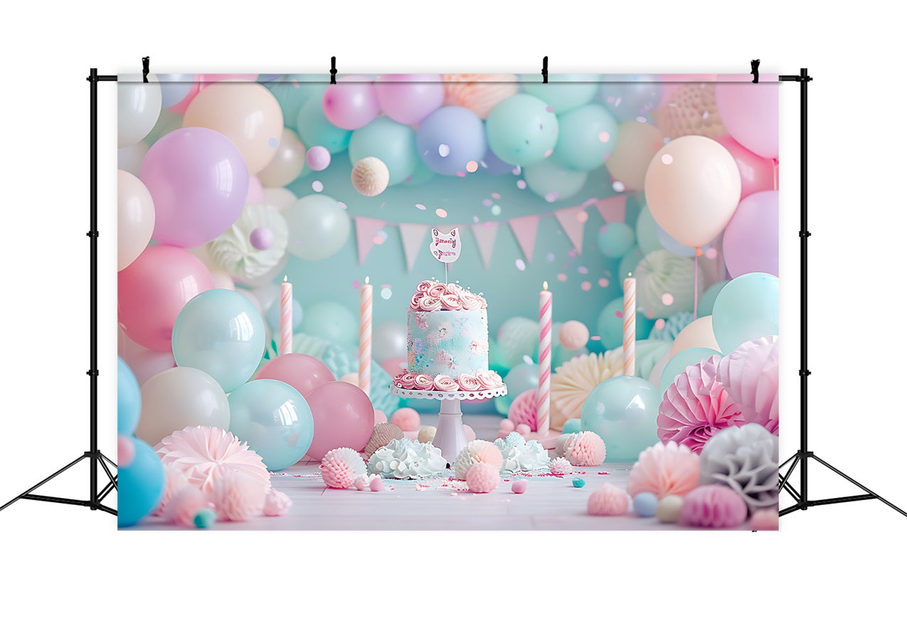 Backdrop Birthday Party Balloons Cake Backdrop BRP10-359