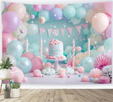 Backdrop Birthday Party Balloons Cake Backdrop BRP10-359