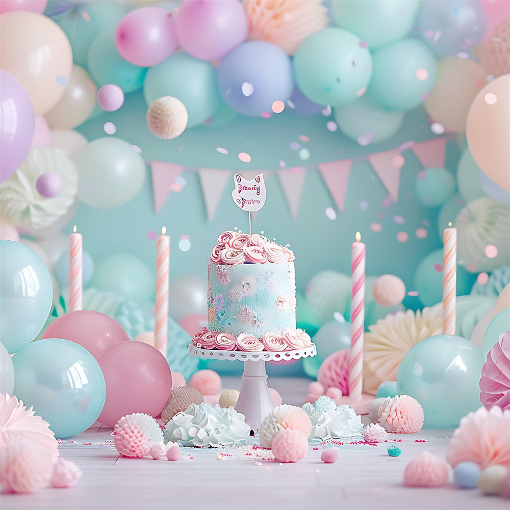 Backdrop Birthday Party Balloons Cake Backdrop BRP10-359