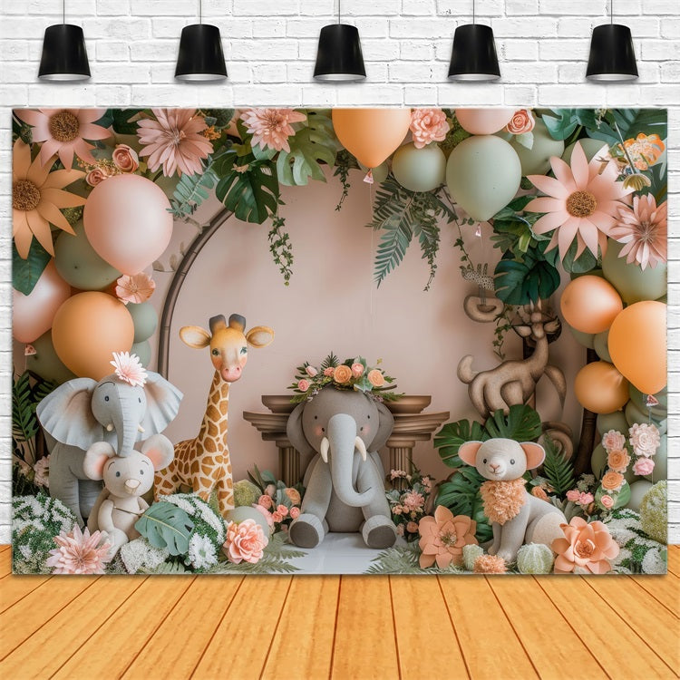 Photo Booth Backdrop Birthday Jungle-Themed Animal Balloon Backdrop BRP10-362