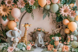 Photo Booth Backdrop Birthday Jungle-Themed Animal Balloon Backdrop BRP10-362