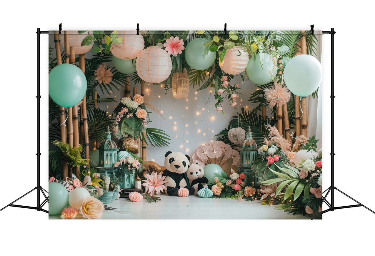 Birthday Backdrop Panda Balloon Bamboo Backdrop BRP10-364