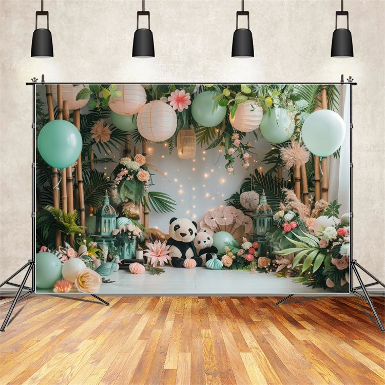 Birthday Backdrop Panda Balloon Bamboo Backdrop BRP10-364