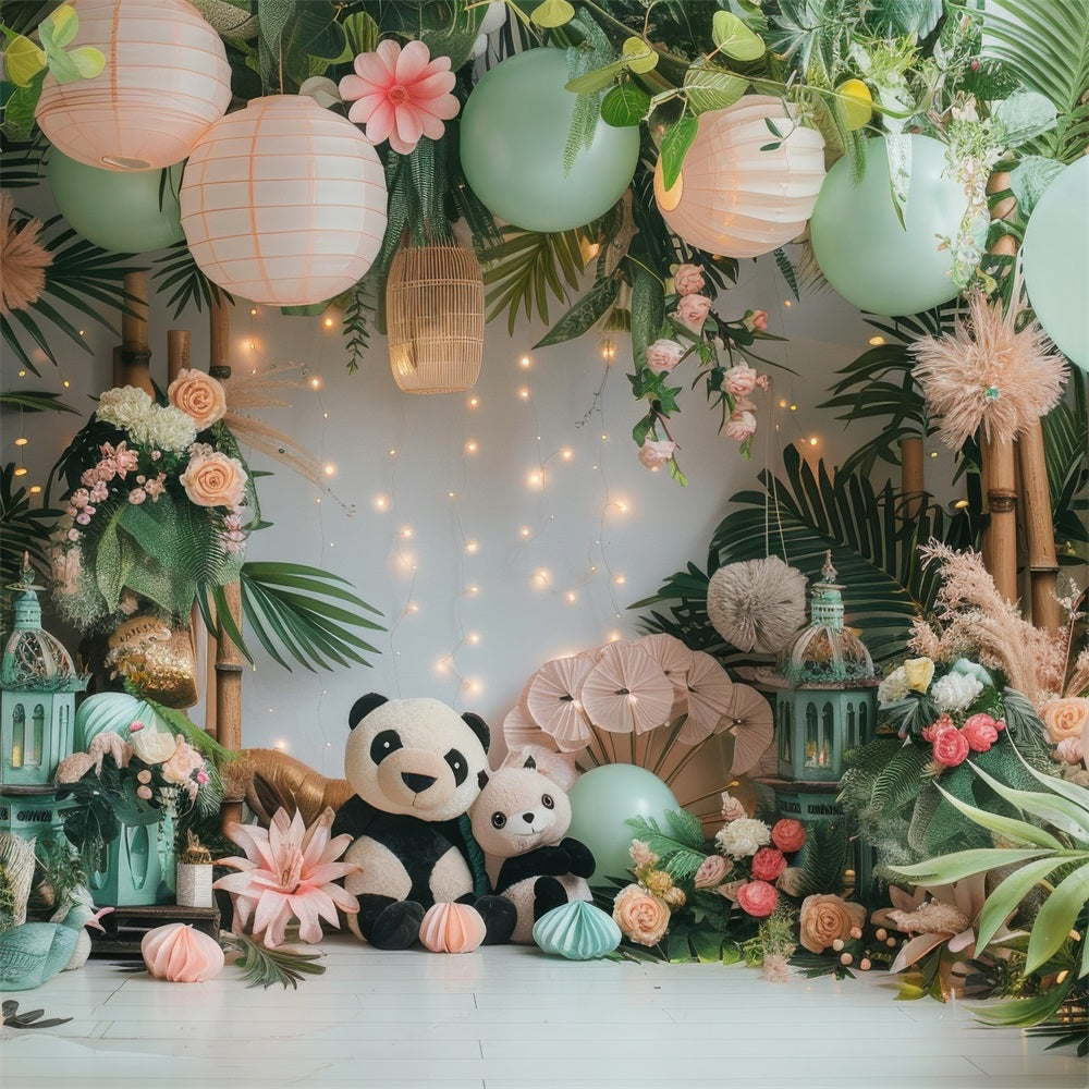 Birthday Backdrop Panda Balloon Bamboo Backdrop BRP10-364