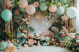 Birthday Backdrop Panda Balloon Bamboo Backdrop BRP10-364