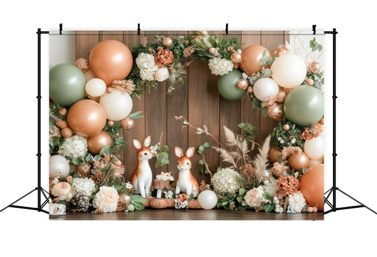 Birthday Celebration Background Woodland Deer Balloons Backdrop BRP10-368