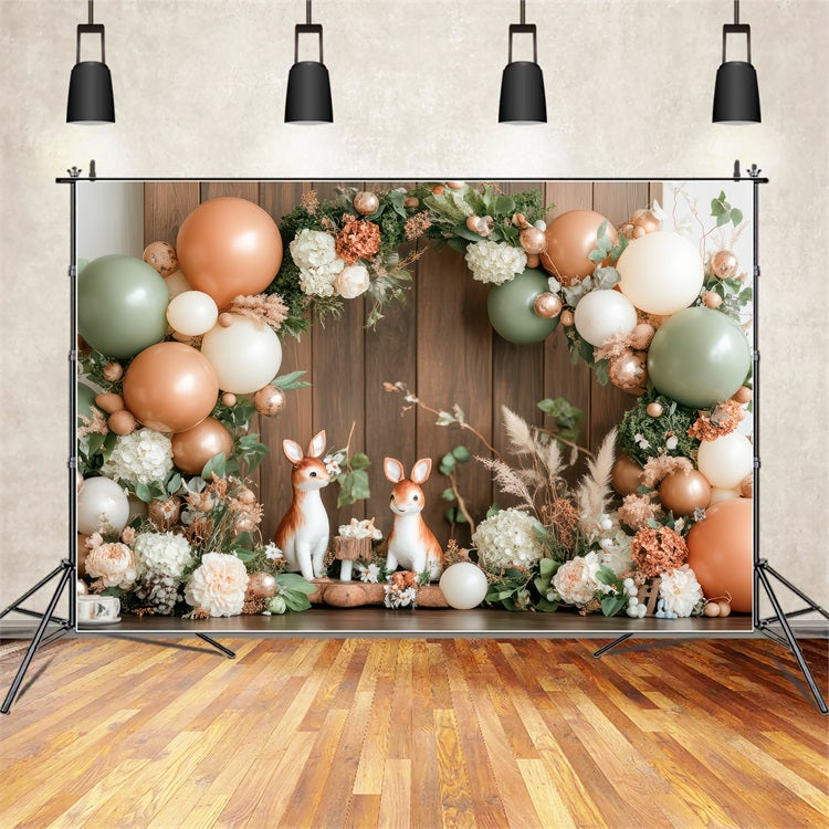 Birthday Celebration Background Woodland Deer Balloons Backdrop BRP10-368