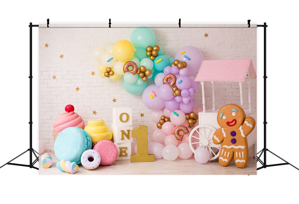 1st Birthday Backdrop Confections Ice Cream Donuts Backdrop BRP10-369