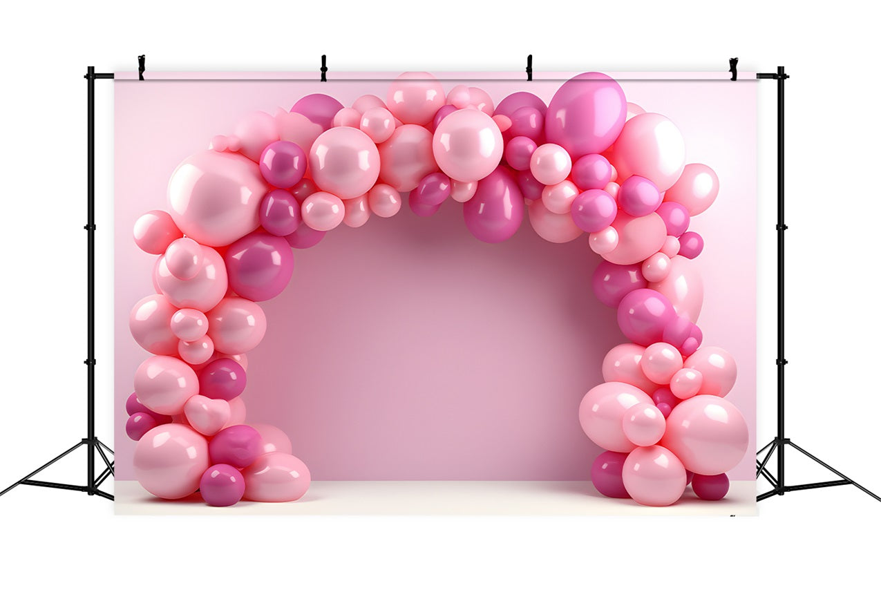 Pink Happy Birthday Background Balloon Arch Backdrop BRP10-373