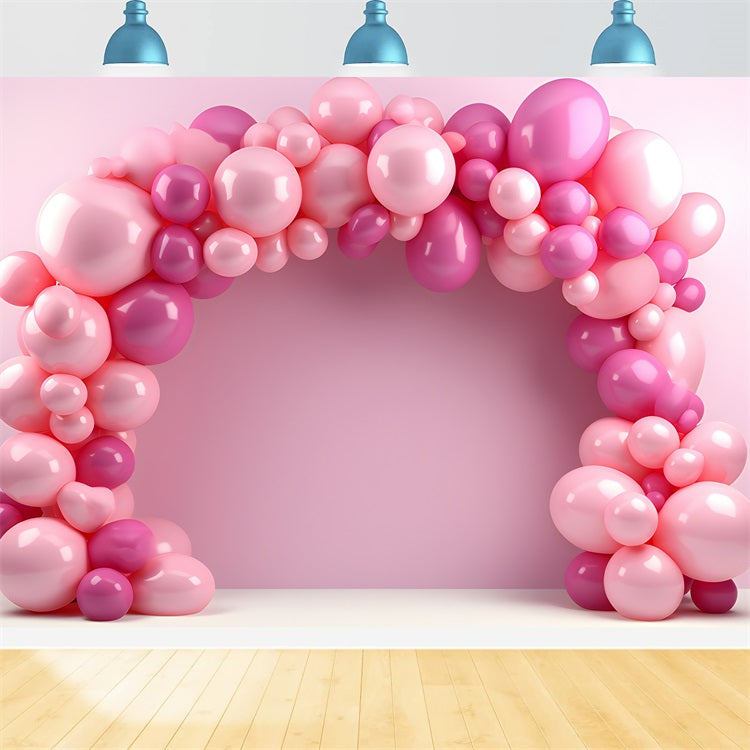 Pink Happy Birthday Background Balloon Arch Backdrop BRP10-373