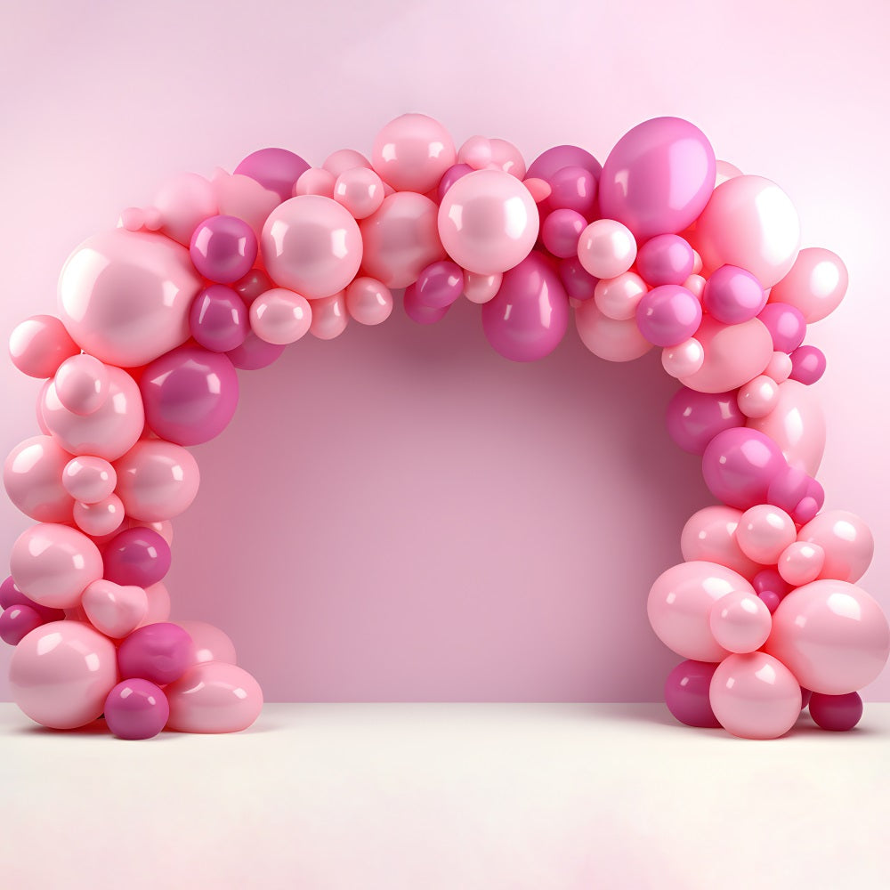 Pink Happy Birthday Background Balloon Arch Backdrop BRP10-373