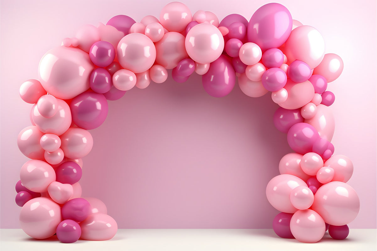 Pink Happy Birthday Background Balloon Arch Backdrop BRP10-373