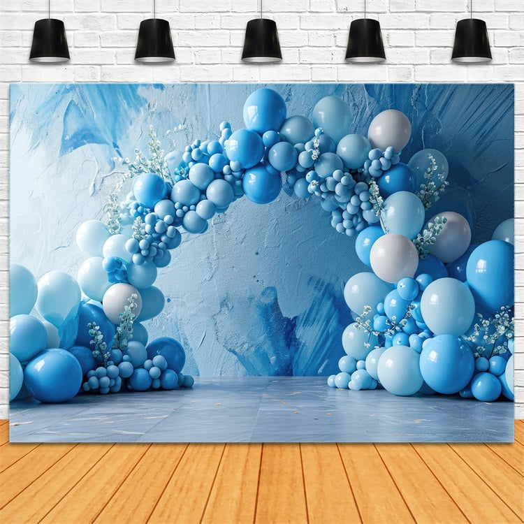 Blue Birthday Backdrop Balloon Arch Backdrop BRP10-375