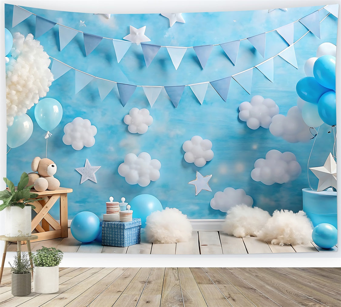 Happy Birthday Photo Background Balloons Cloudy Backdrop BRP10-376